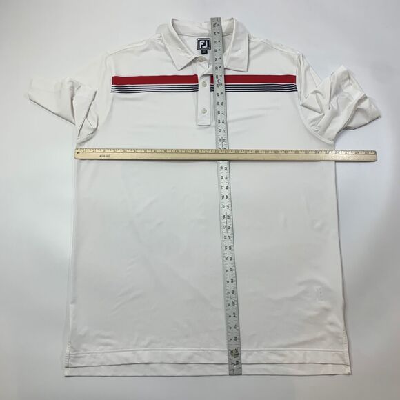 FJ FootJoy Shirt Mens 2XL XXL Athletic Fit White Stretch Droptail Polo Golf - Picture 6 of 12